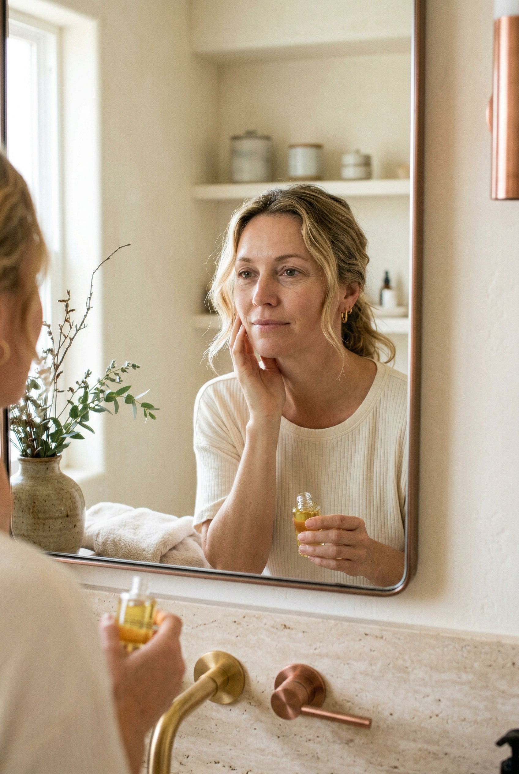 Woman with refreshed, bouncy skin after weekly Novira protocol